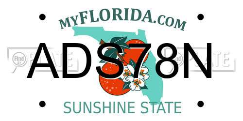 ADS78N Florida License Plate