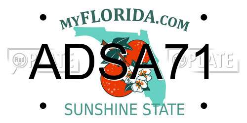 ADSA71 Florida License Plate