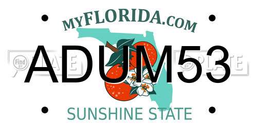 ADUM53 Florida License Plate