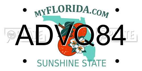 ADVQ84 Florida License Plate