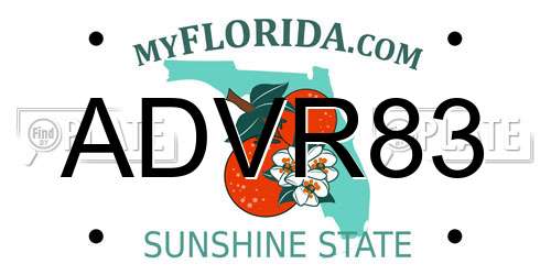 ADVR83 Florida License Plate