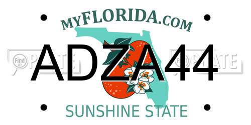 ADZA44 Florida License Plate
