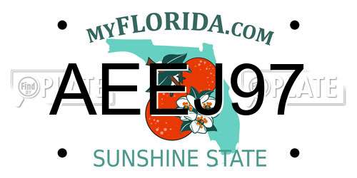 AEEJ97 Florida License Plate