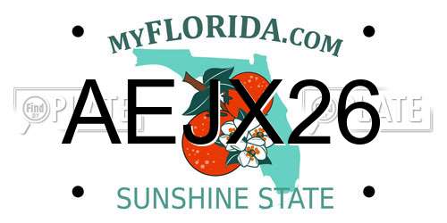 AEJX26 Florida License Plate