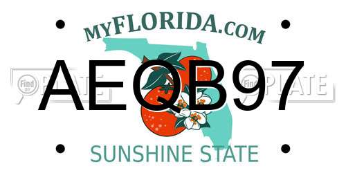 AEQB97 Florida License Plate