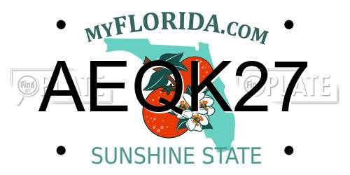 AEQK27 Florida License Plate