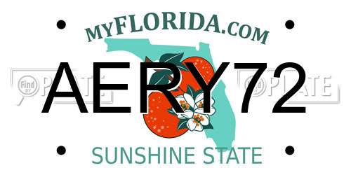 AERY72 Florida License Plate