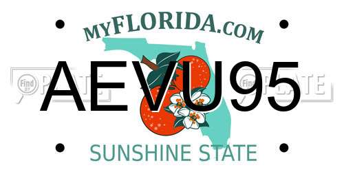 AEVU95 Florida License Plate