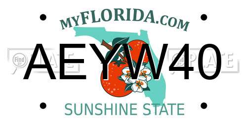 AEYW40 Florida License Plate