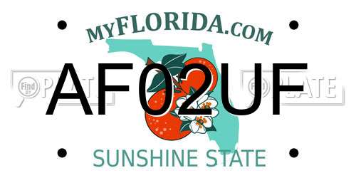 AF02UF Florida License Plate