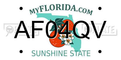 AF04QV Florida License Plate