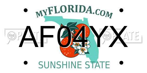 AF04YX Florida License Plate