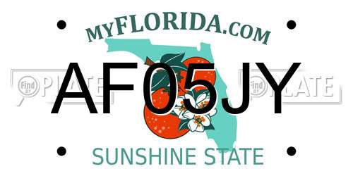 AF05JY Florida License Plate