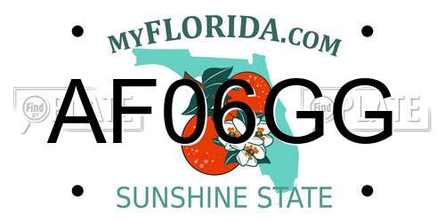 AF06GG Florida License Plate