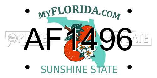 AF1496 Florida License Plate