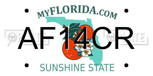 AF14CR Florida License Plate