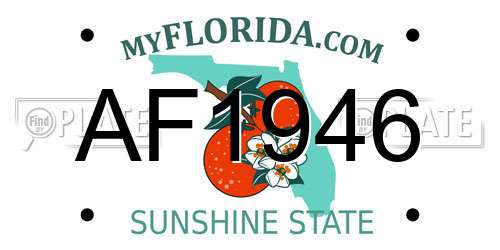 AF1946 Florida License Plate