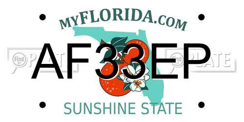 AF33EP Florida License Plate