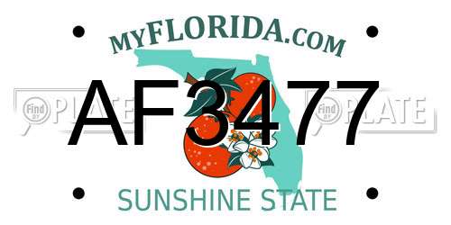 AF3477 Florida License Plate