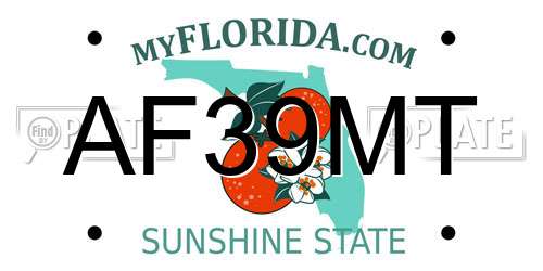 AF39MT Florida License Plate