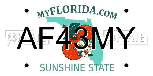 AF43MY Florida License Plate