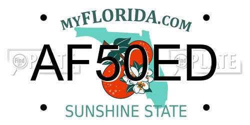 AF50ED Florida License Plate
