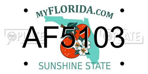 AF5103 Florida License Plate