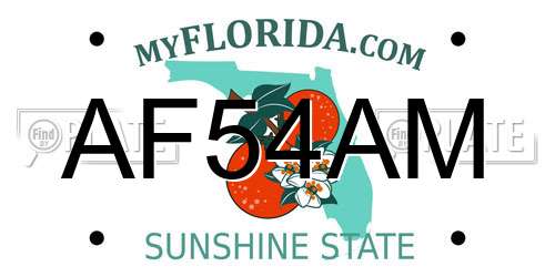AF54AM Florida License Plate