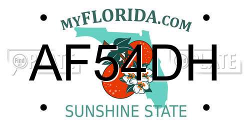 AF54DH Florida License Plate