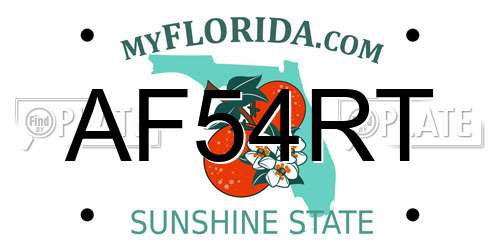 AF54RT Florida License Plate