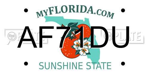 AF71DU Florida License Plate