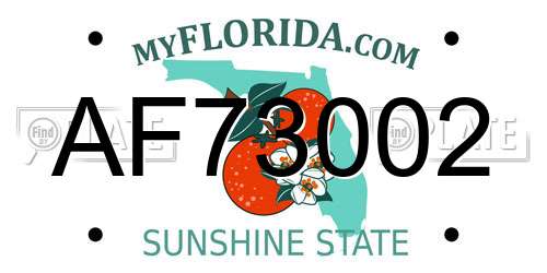 AF73002 Florida License Plate