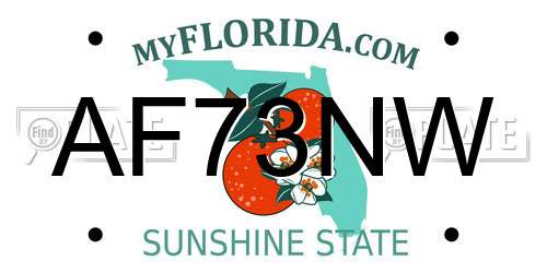 AF73NW Florida License Plate