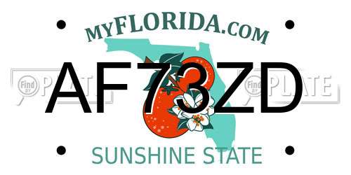 AF73ZD Florida License Plate