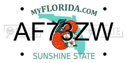 AF73ZW Florida License Plate