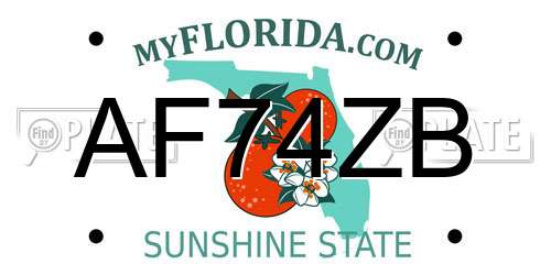 AF74ZB Florida License Plate