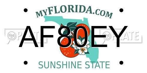 AF80EY Florida License Plate