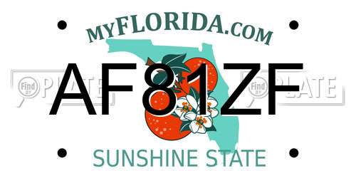 AF81ZF Florida License Plate