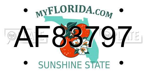 AF83797 Florida License Plate