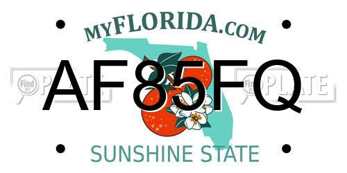 AF85FQ Florida License Plate