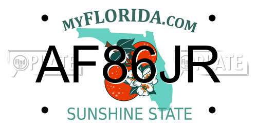 AF86JR Florida License Plate