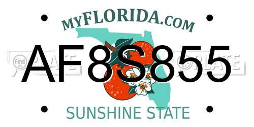 AF8S855 Florida License Plate