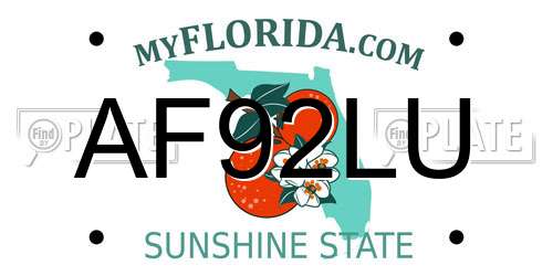 AF92LU Florida License Plate