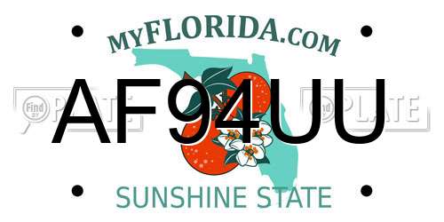 AF94UU Florida License Plate