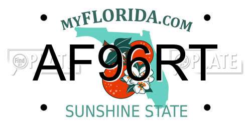 AF96RT Florida License Plate