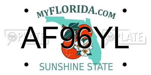 AF96YL Florida License Plate