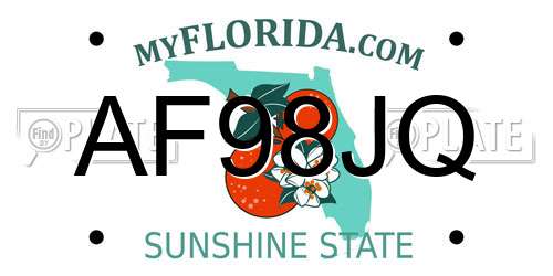 AF98JQ Florida License Plate