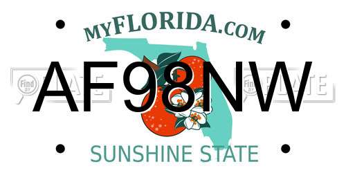AF98NW Florida License Plate