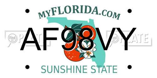 AF98VY Florida License Plate