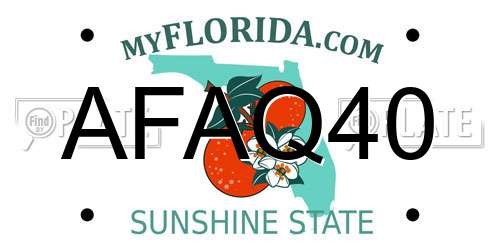 AFAQ40 Florida License Plate
